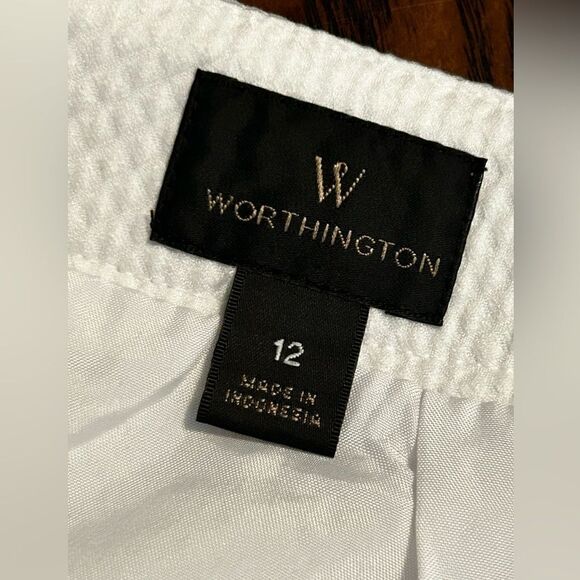Worthington White Pleated Waffle Textured Skirt Women’s 12 EUC - Picture 9 of 11